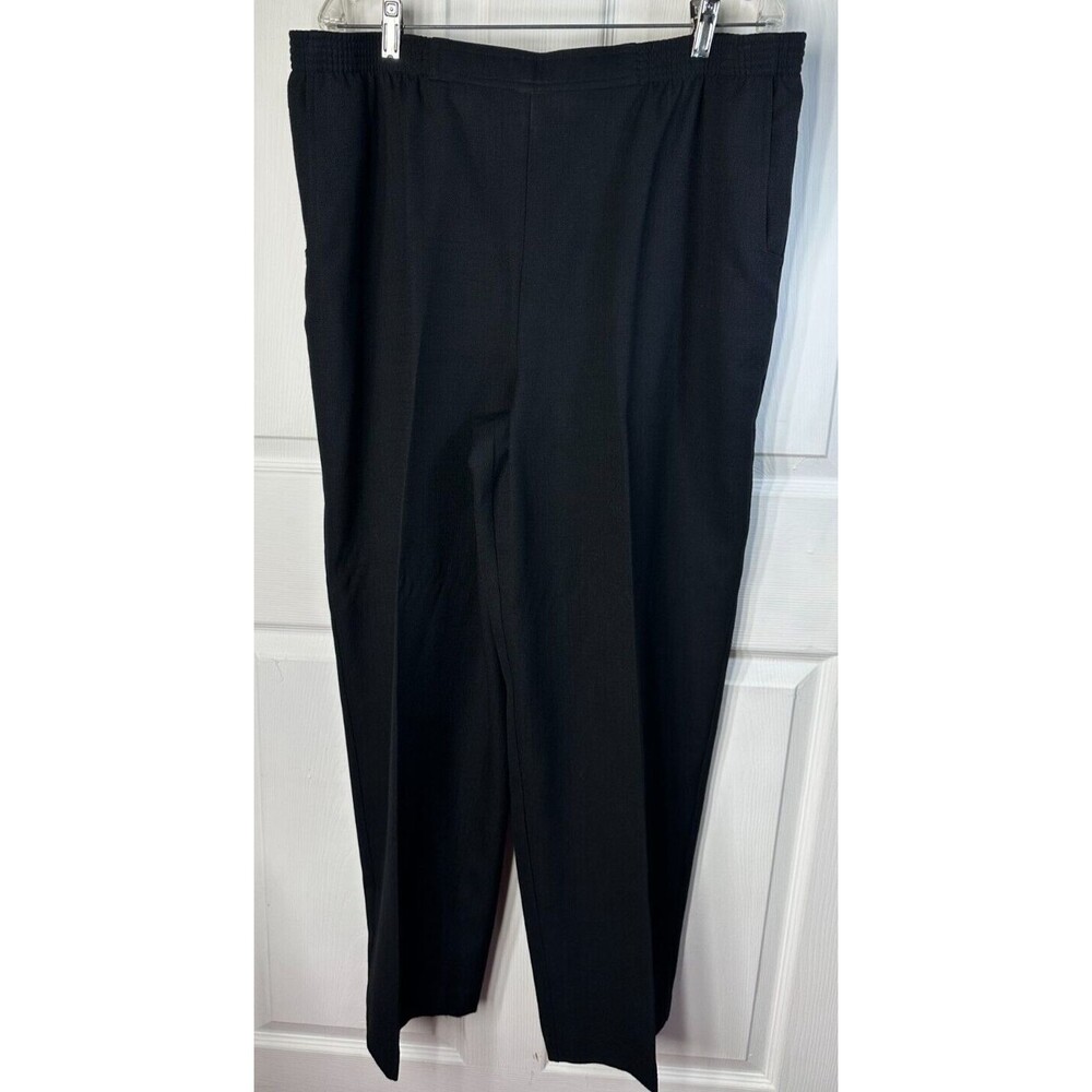 Alfred Dunner Slacks Dress Pants Wm 18 Black Pull On Flat Front Side Pockets
